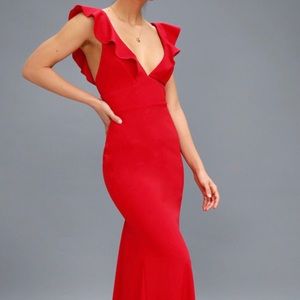 Lulu’s perfect opportunity red maxi dress xs